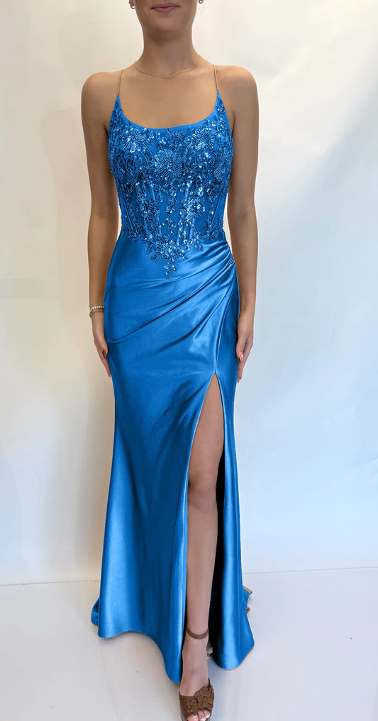 Blue evening gown