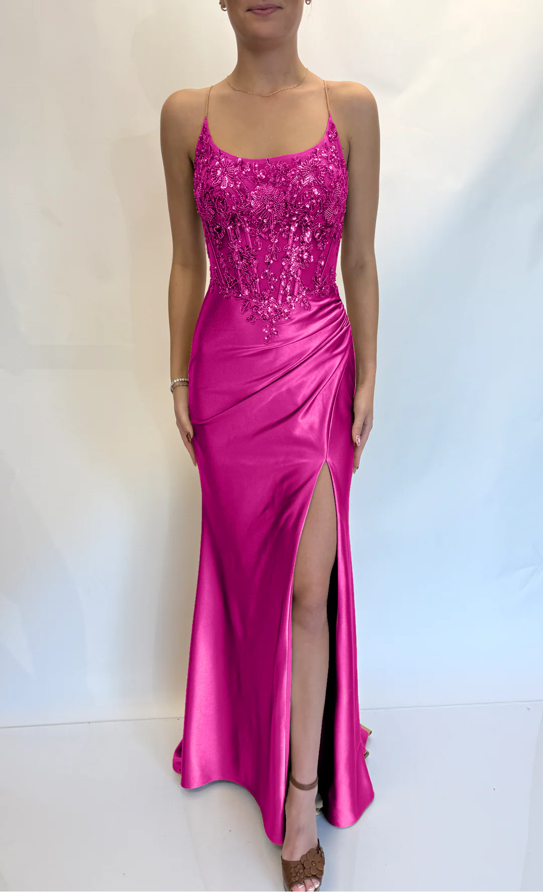 pink evening gown