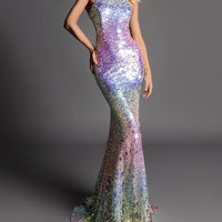 sparkling, multicolored evening gown 