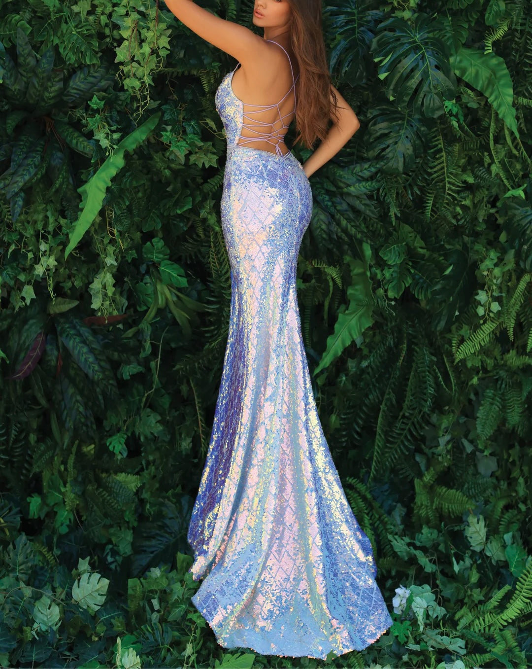sparkling blue evening gown 