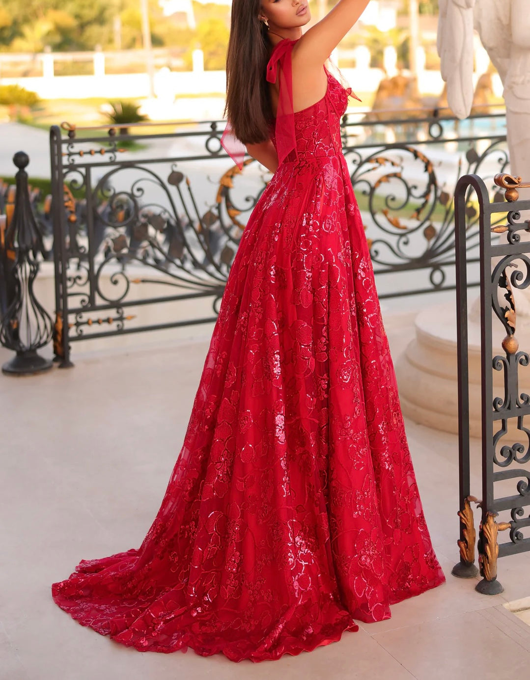 Red evening gown