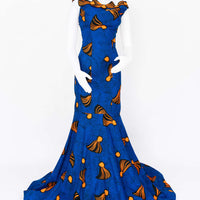 Blue & Orange Ankara Mermaid Gown 