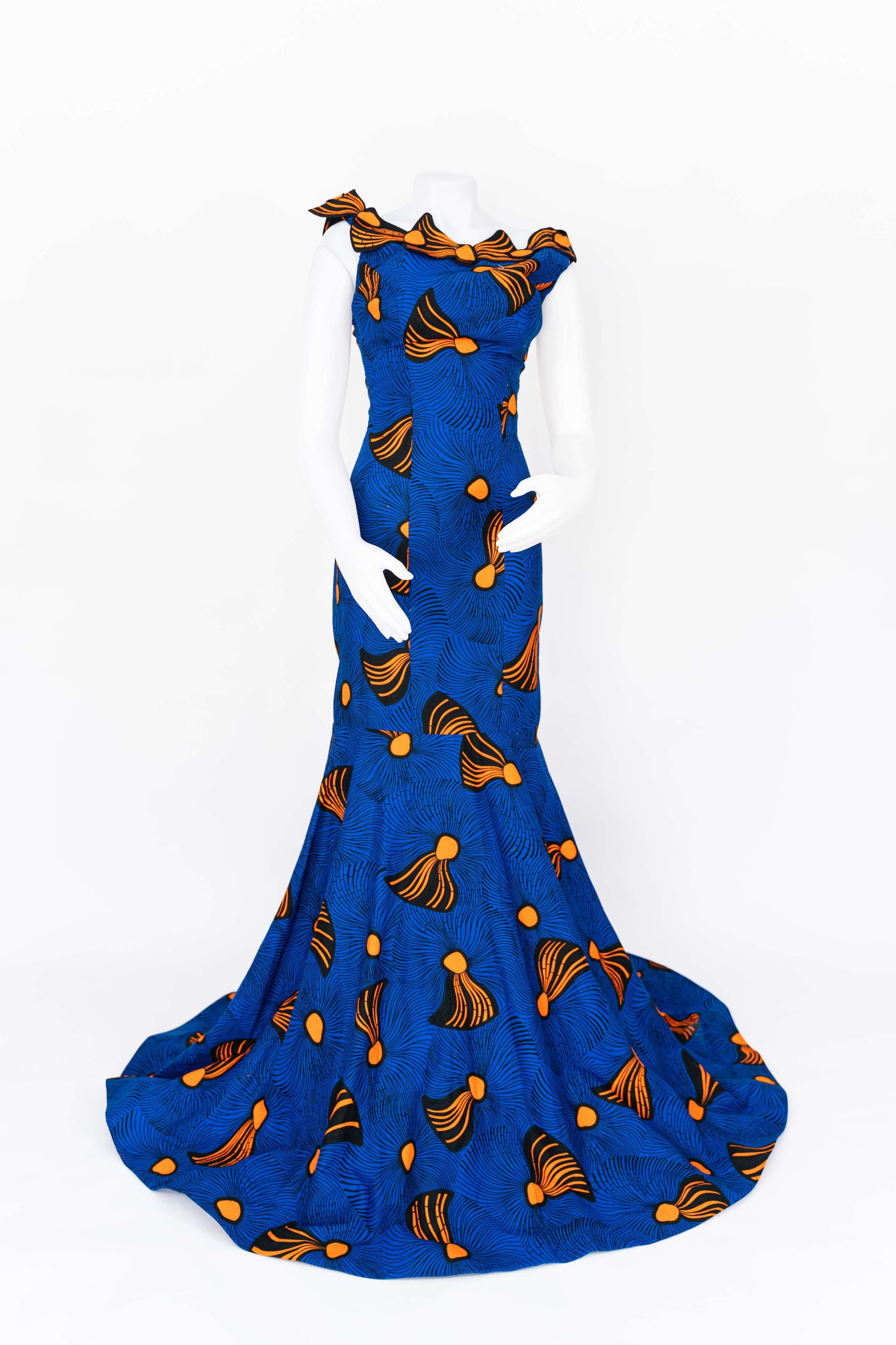 Blue & Orange Ankara Mermaid Gown 