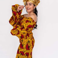 yellow and red patterned dress (African Dresses)
