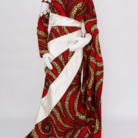 Red Ankara Satin One-Shoulder Gown