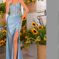 blue evening gown