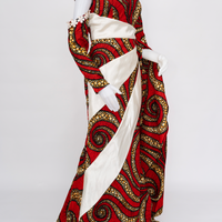 Red Ankara Satin One-Shoulder Gown