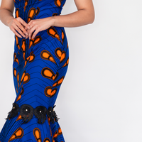 Blue & Orange Ankara Mermaid Gown 