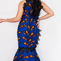 Blue & Orange Ankara Mermaid Gown 